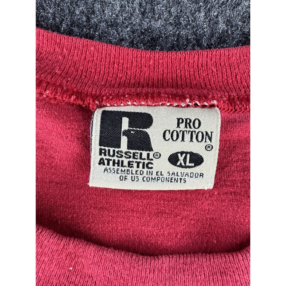 VTG Russell Athletic Pocket T Shirt XL Red Blank Pro Cotton Heavyweight - Picture 5 of 7